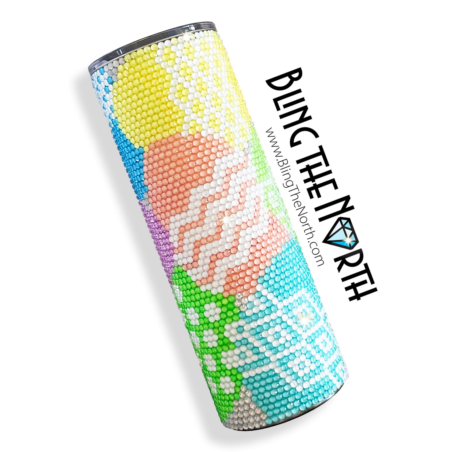 EASTER EGGS - LIGHT Rhinestone Pattern Template | SS16 4mm - 20oz Skinny Straight Tumbler Design | PNG for Sublimation or Vinyl