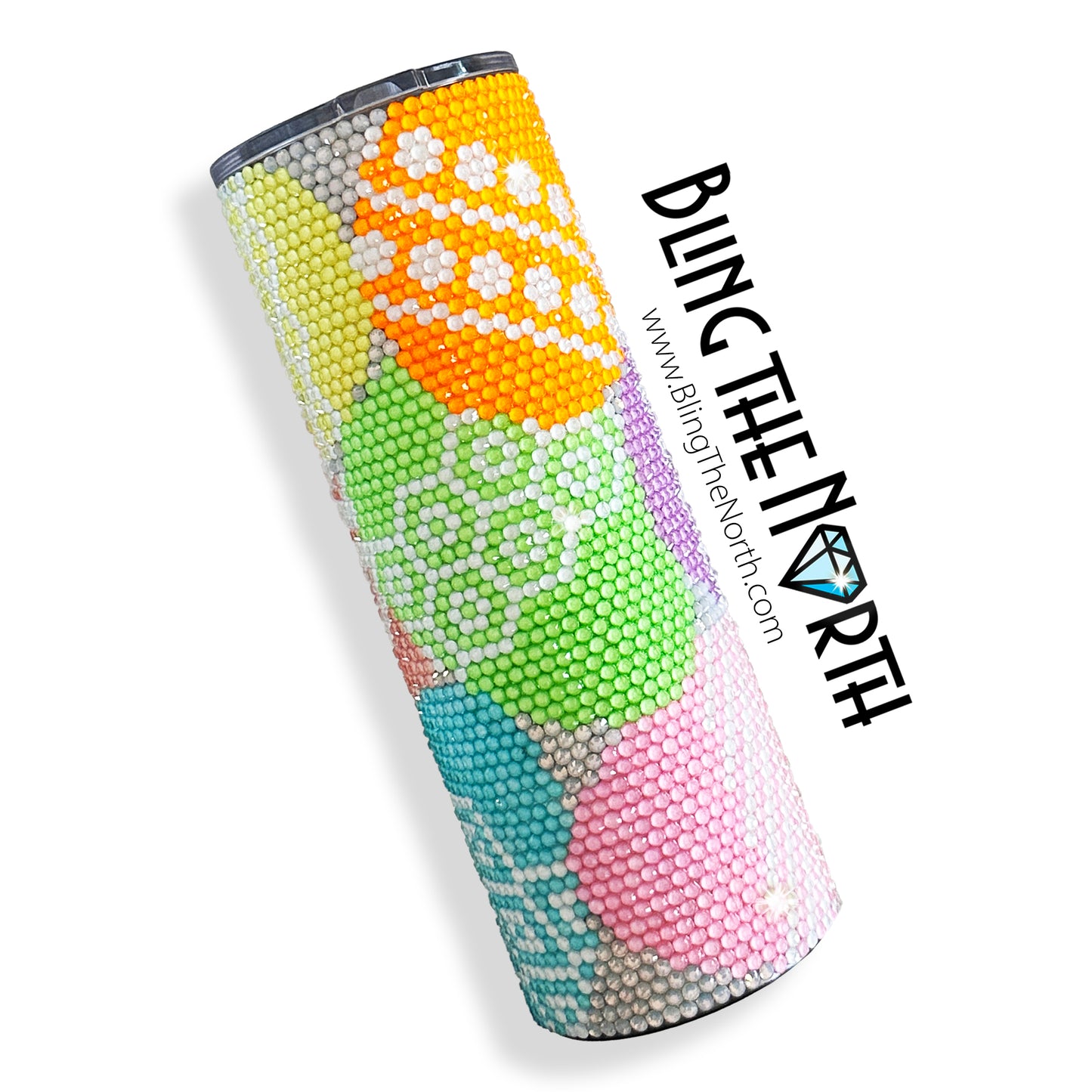 EASTER EGGS Rhinestone Tumbler | 20oz Skinny Straight | Custom Bling Design | Glass Rhinestones | Straw Included