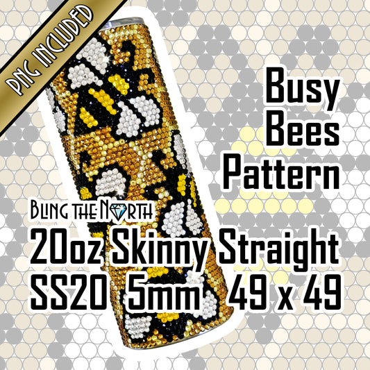 BUSY BEES Rhinestone Pattern Template | SS20 5mm - 20oz Straight Skinny Tumbler Design | PNG for Sublimation or Vinyl