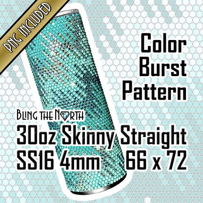 CHAIN REACTION Aqua Rhinestone Pattern Template  | SS16 4mm - 30oz Skinny Straight Tumbler Design | PNG for Sublimation or Vinyl