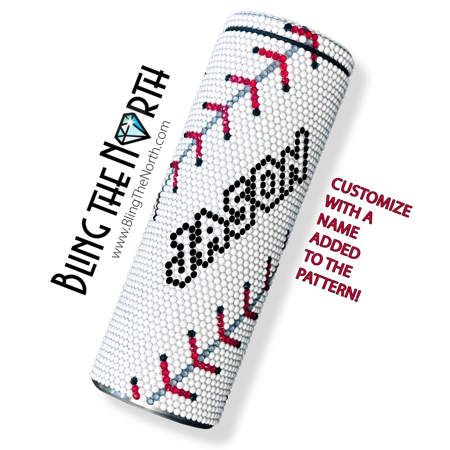 BASEBALL LIFE Custom NAME Rhinestone Pattern Template | SS20 5mm - 24oz Plump Straight Tumbler Design | PNG for Sublimation or Vinyl