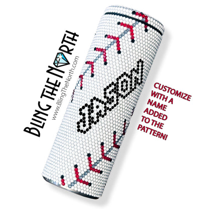 BASEBALL LIFE Custom NAME Rhinestone Pattern Template | SS20 5mm - 24oz Plump Straight Tumbler Design | PNG for Sublimation or Vinyl