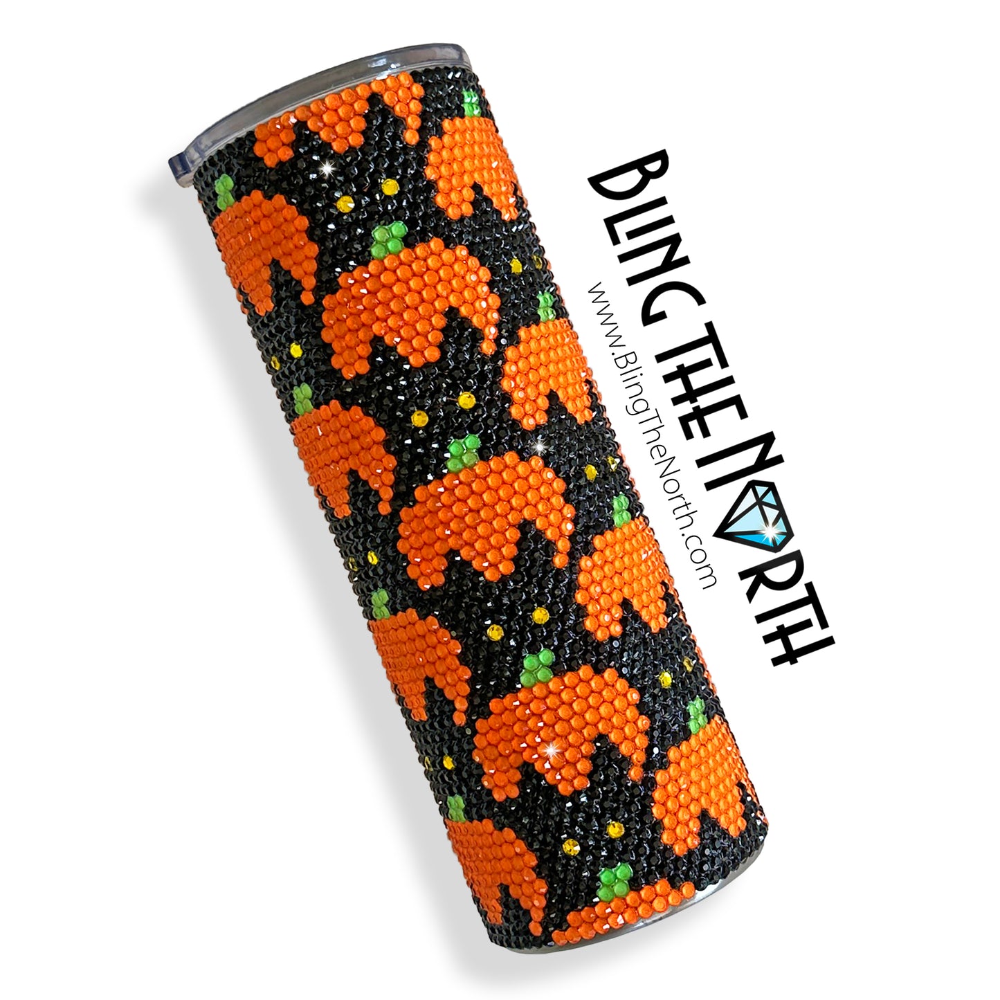 BLACK CATS and PUMPKINS Rhinestone Pattern Template | SS16 4mm - 30oz Skinny Straight Tumbler Design | Halloween | PNG for Sublimation or Vinyl