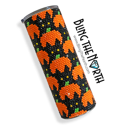 BLACK CATS and PUMPKINS Rhinestone Pattern Template | SS16 4mm - 30oz Skinny Straight Tumbler Design | Halloween | PNG for Sublimation or Vinyl