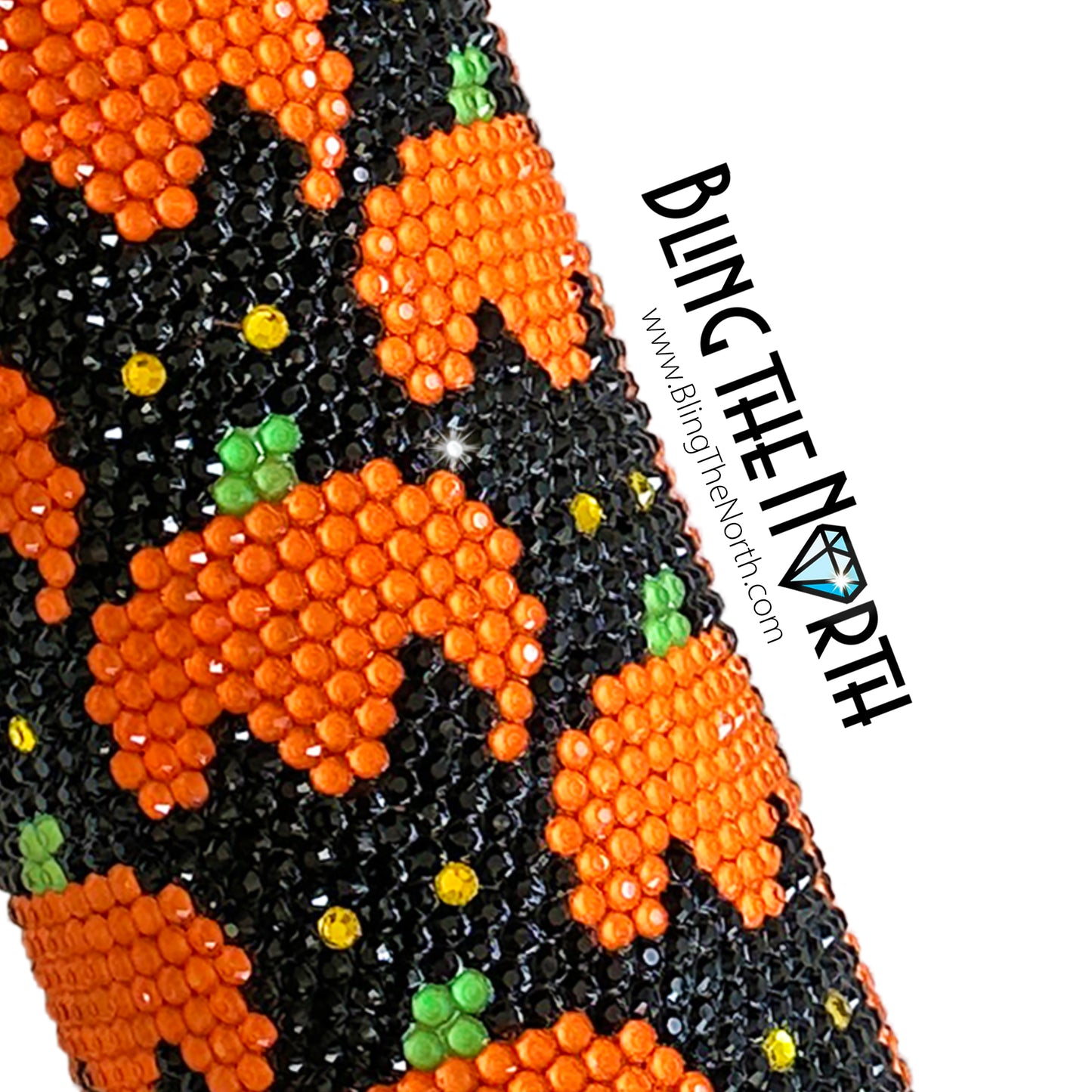 BLACK CATS and PUMPKINS Rhinestone Pattern Template | SS16 4mm - 30oz Skinny Straight Tumbler Design | Halloween | PNG for Sublimation or Vinyl