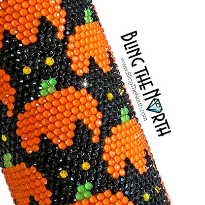 BLACK CATS and PUMPKINS Rhinestone Pattern Template | SS16 4mm - 30oz Skinny Straight Tumbler Design | Halloween | PNG for Sublimation or Vinyl