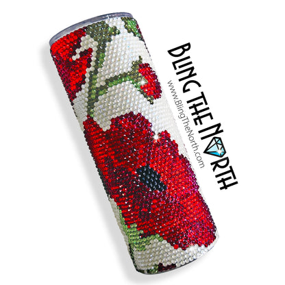 BRILLIANT BLOOMS Rhinestone Pattern Template | SS16 4mm - 30oz Skinny Straight Tumbler Design | PNG for Sublimation or Vinyl