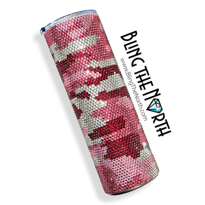 PINK CAMOUFLAGE Rhinestone Pattern Template | SS16 4mm - 24oz Plump Straight Tumbler Design | PNG for Sublimation or Vinyl