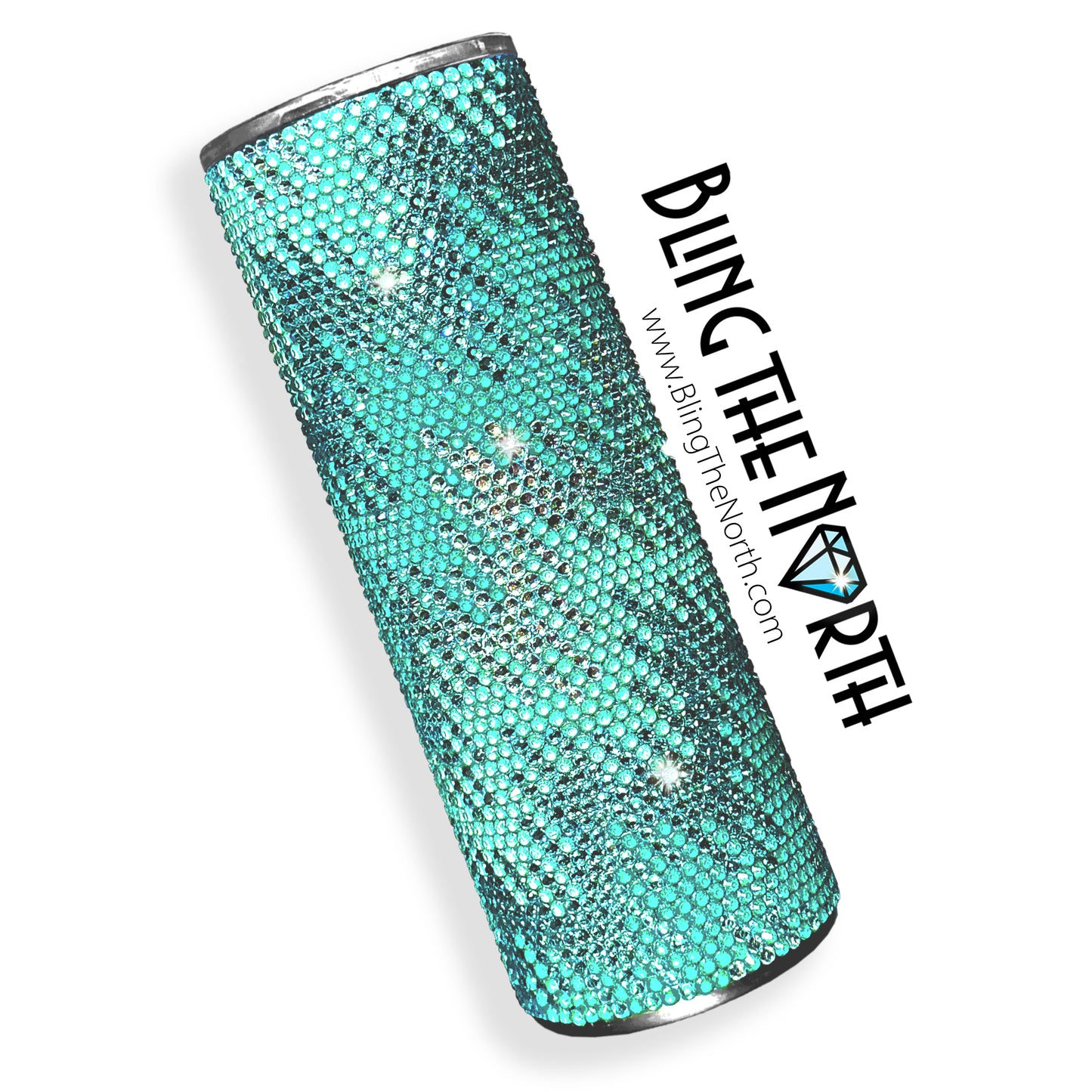 CHAIN REACTION Aqua Rhinestone Pattern Template | SS16 4mm - 24oz Plump Straight Tumbler Design | PNG for Sublimation or Vinyl