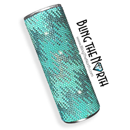 CHAIN REACTION Aqua Rhinestone Pattern Template | SS16 4mm - 24oz Plump Straight Tumbler Design | PNG for Sublimation or Vinyl