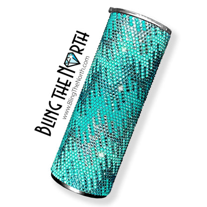 CHAIN REACTION Aqua Rhinestone Pattern Template | SS16 4mm - 24oz Plump Straight Tumbler Design | PNG for Sublimation or Vinyl