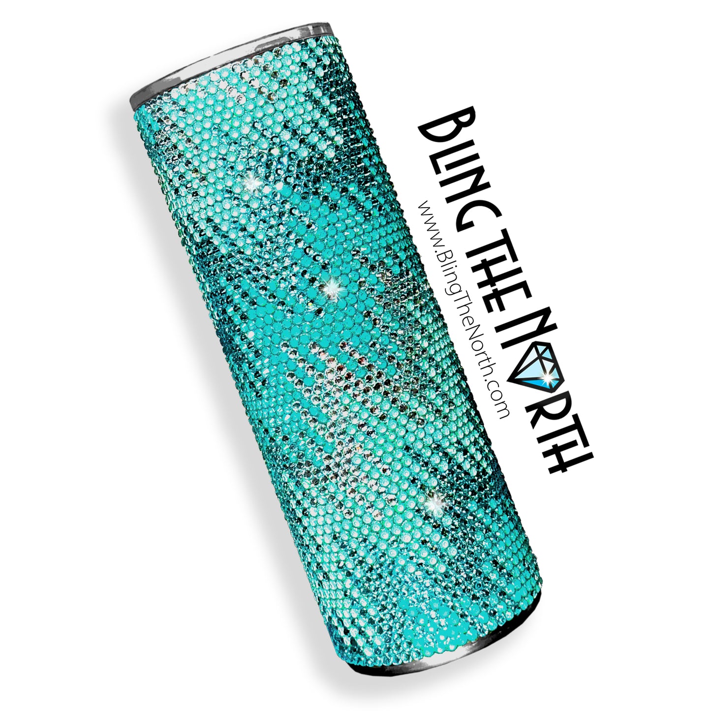 CHAIN REACTION Aqua Rhinestone Pattern Template | SS16 4mm - 24oz Plump Straight Tumbler Design | PNG for Sublimation or Vinyl