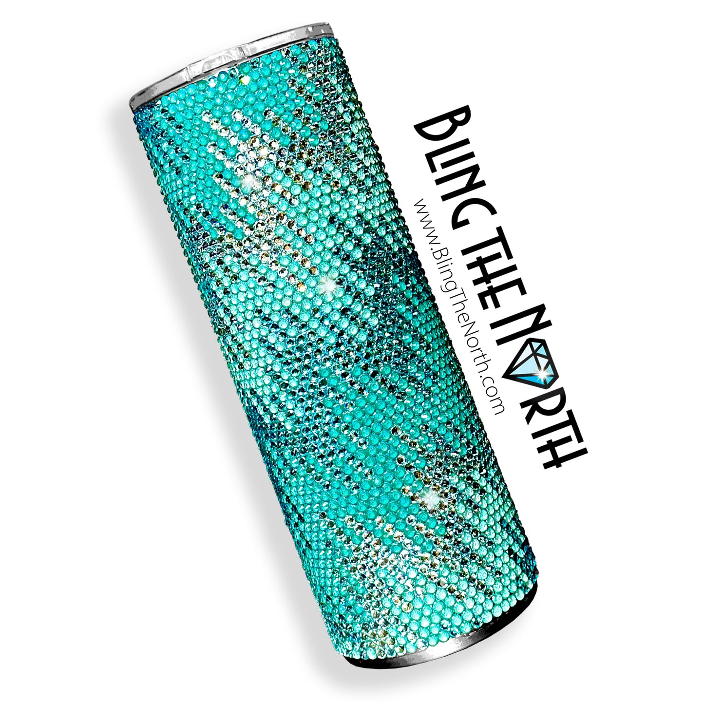 CHAIN REACTION Aqua Rhinestone Pattern Template | SS16 4mm - 24oz Plump Straight Tumbler Design | PNG for Sublimation or Vinyl