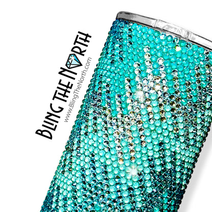 CHAIN REACTION Aqua Rhinestone Pattern Template | SS16 4mm - 24oz Plump Straight Tumbler Design | PNG for Sublimation or Vinyl