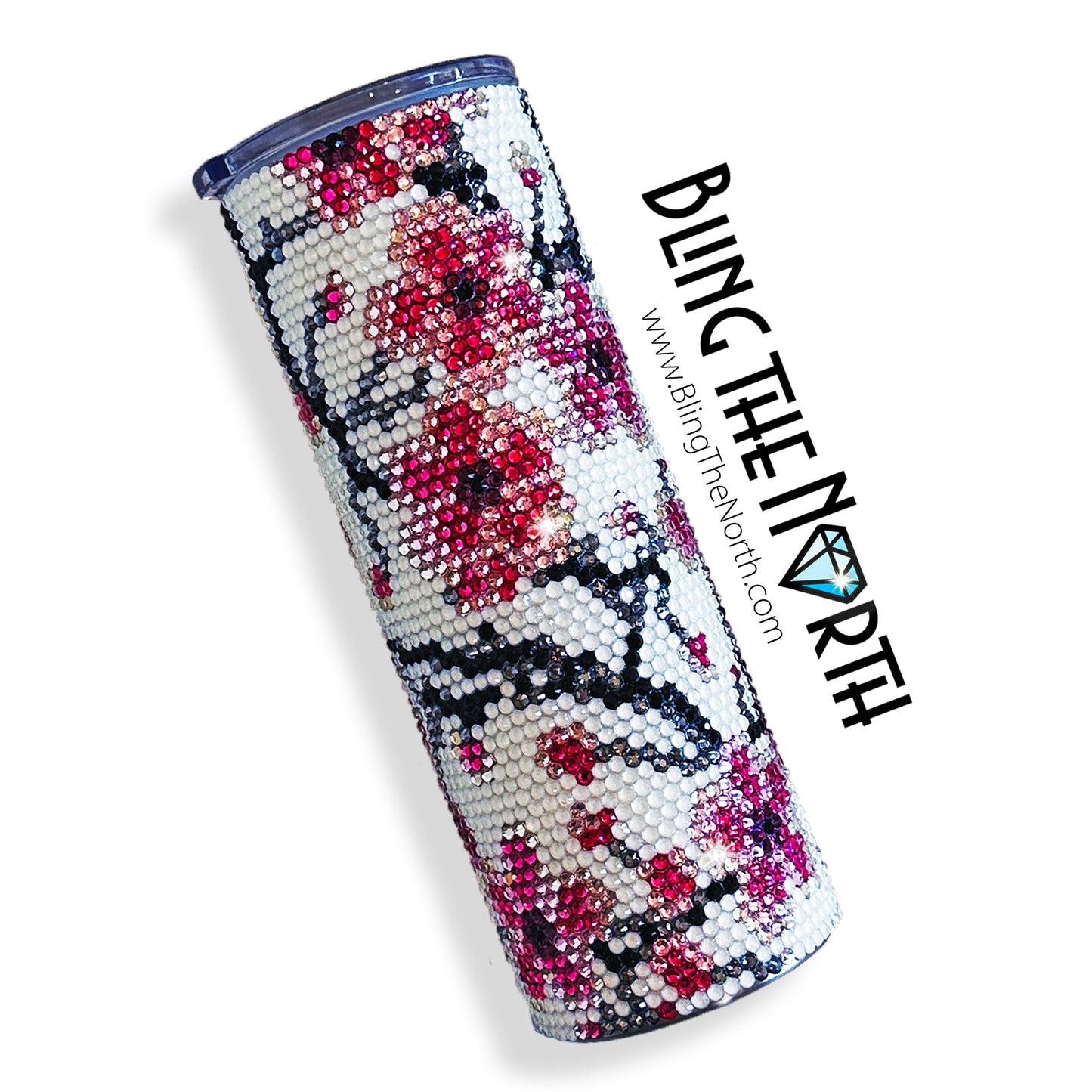 CHERRY BLOSSOMS Rhinestone Pattern Template | SS16 4mm - 20oz Skinny Straight Tumbler Design | PNG for Sublimation or Vinyl