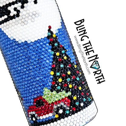 CHRISTMAS EVE Rhinestone Tumbler | 24oz Plump Straight  | Custom Bling Design | Glass Rhinestones | Straw Included