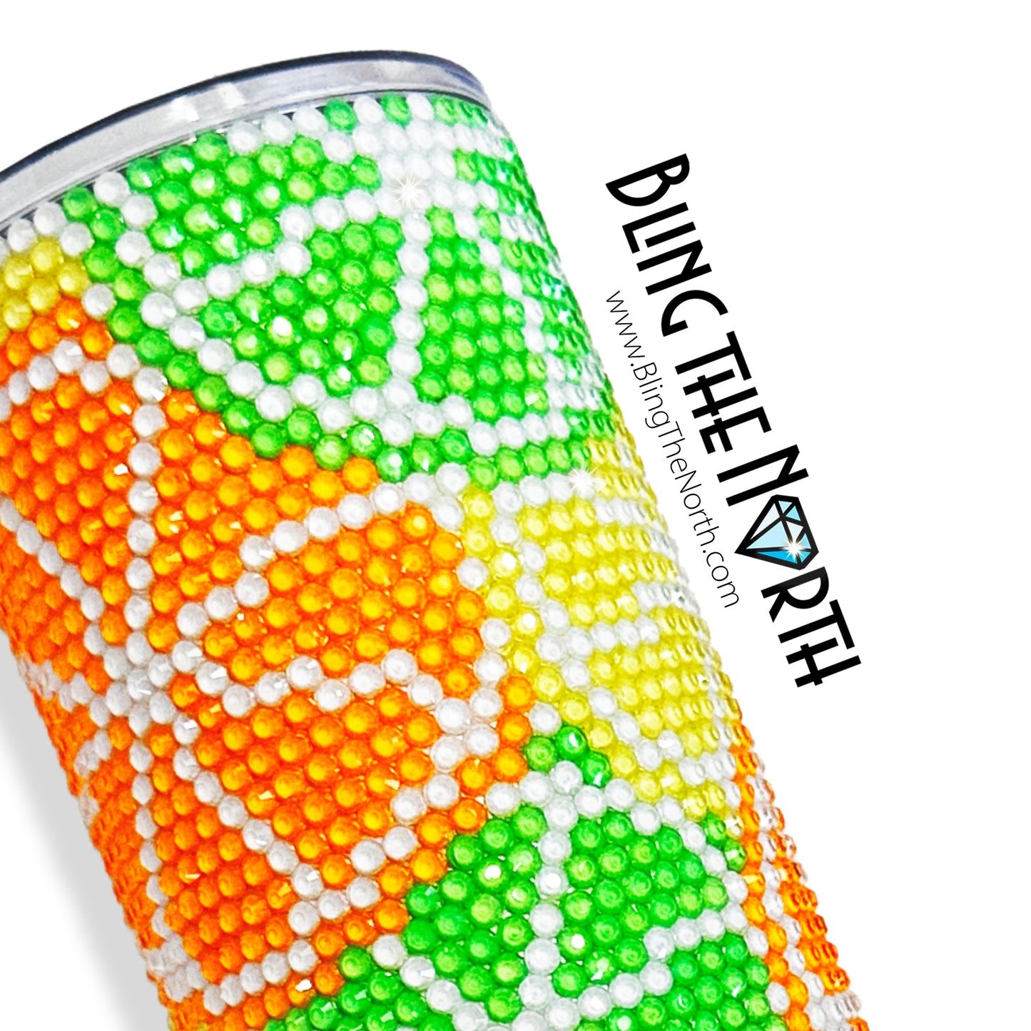 CITRUS PUNCH Rhinestone Tumbler | 20oz Skinny Straight | Bling the North | Custom Bling Design | Glass Rhinestones | Straw Included