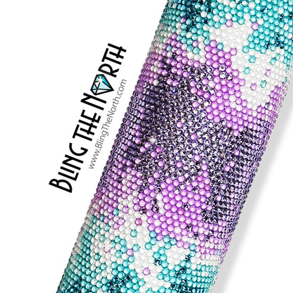 COSMIC BLAST - AQUA Rhinestone Pattern Template | SS16 4mm - 24oz Plump Straight Tumbler Design | PNG for Sublimation or Vinyl