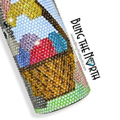 EASTER PARADE Rhinestone Tumbler | 20oz Slurp Straight | Bling the North | Custom Bling Design | Glass Rhinestones | Straw Included