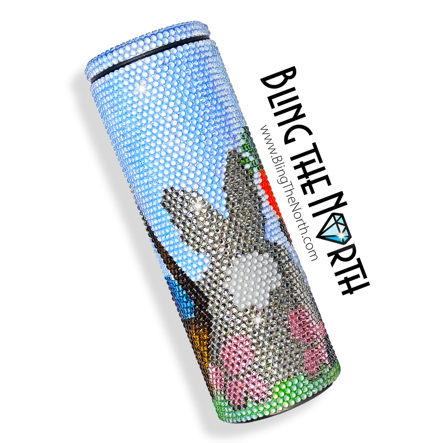 EASTER PARADE Rhinestone Tumbler | 20oz Slurp Straight | Bling the North | Custom Bling Design | Glass Rhinestones | Straw Included