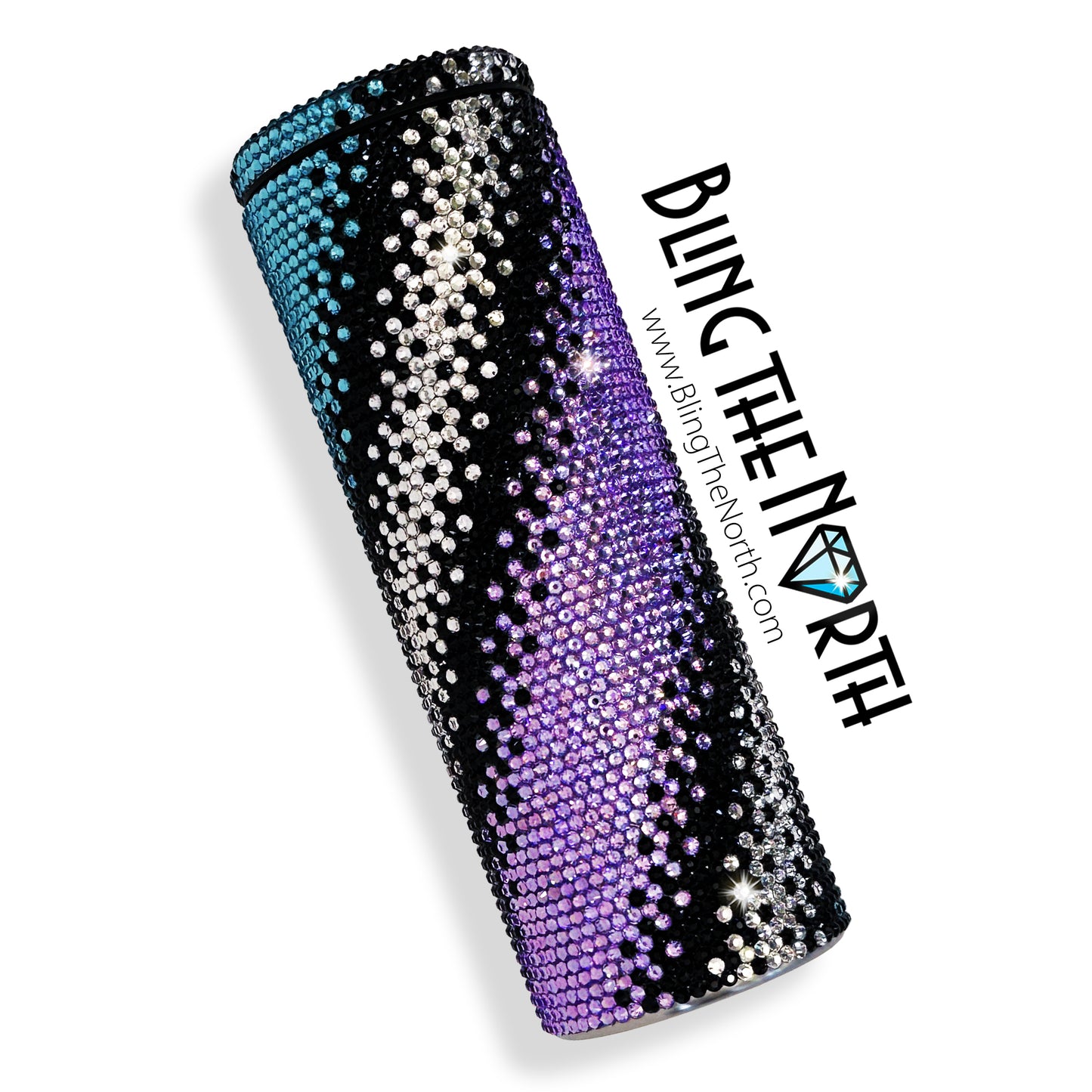 ELEGANT OMBRE Rhinestone Tumbler | 20oz Slurp Straight | Bling the North | Custom Bling Design | Glass Rhinestones | Straw Included