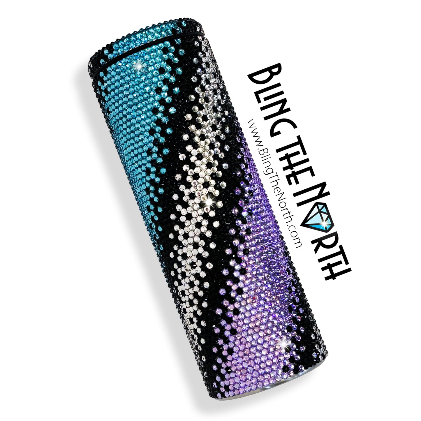 ELEGANT OMBRE Rhinestone Tumbler | 20oz Slurp Straight | Bling the North | Custom Bling Design | Glass Rhinestones | Straw Included