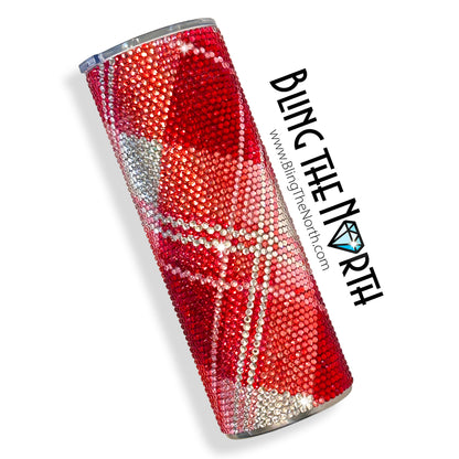 FLANNEL SHIRT Rhinestone Tumbler | 20oz Skinny Straight | Custom Bling Design | Glass Rhinestones | Straw Incl