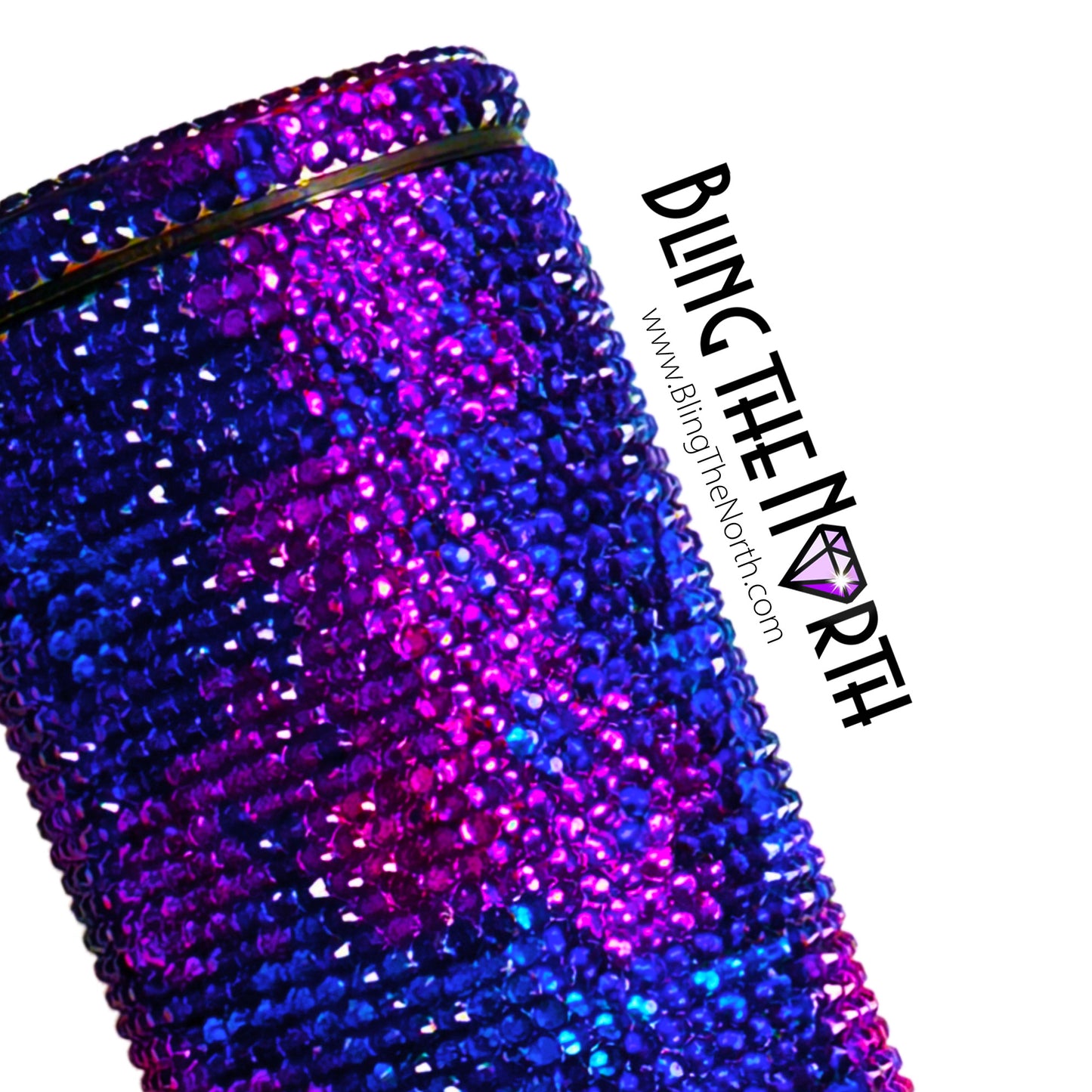 DISTANT GALAXY Rhinestone Tumbler | 20oz Slurp Straight | Bling the North | Custom Bling Design | Glass Rhinestones | Straw Included