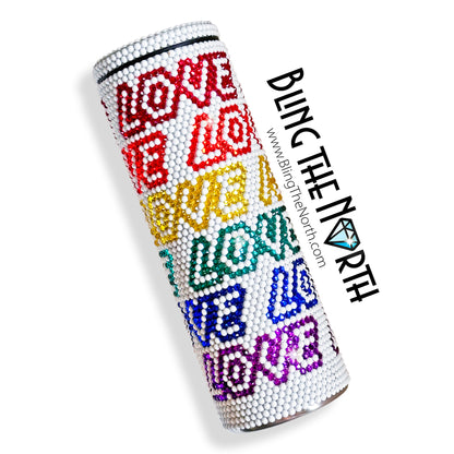 LOVE IS LOVE Lt Rhinestone Pattern Template | SS16 4mm - 20oz Skinny Straight Tumbler Design | PNG for Sublimation or Vinyl