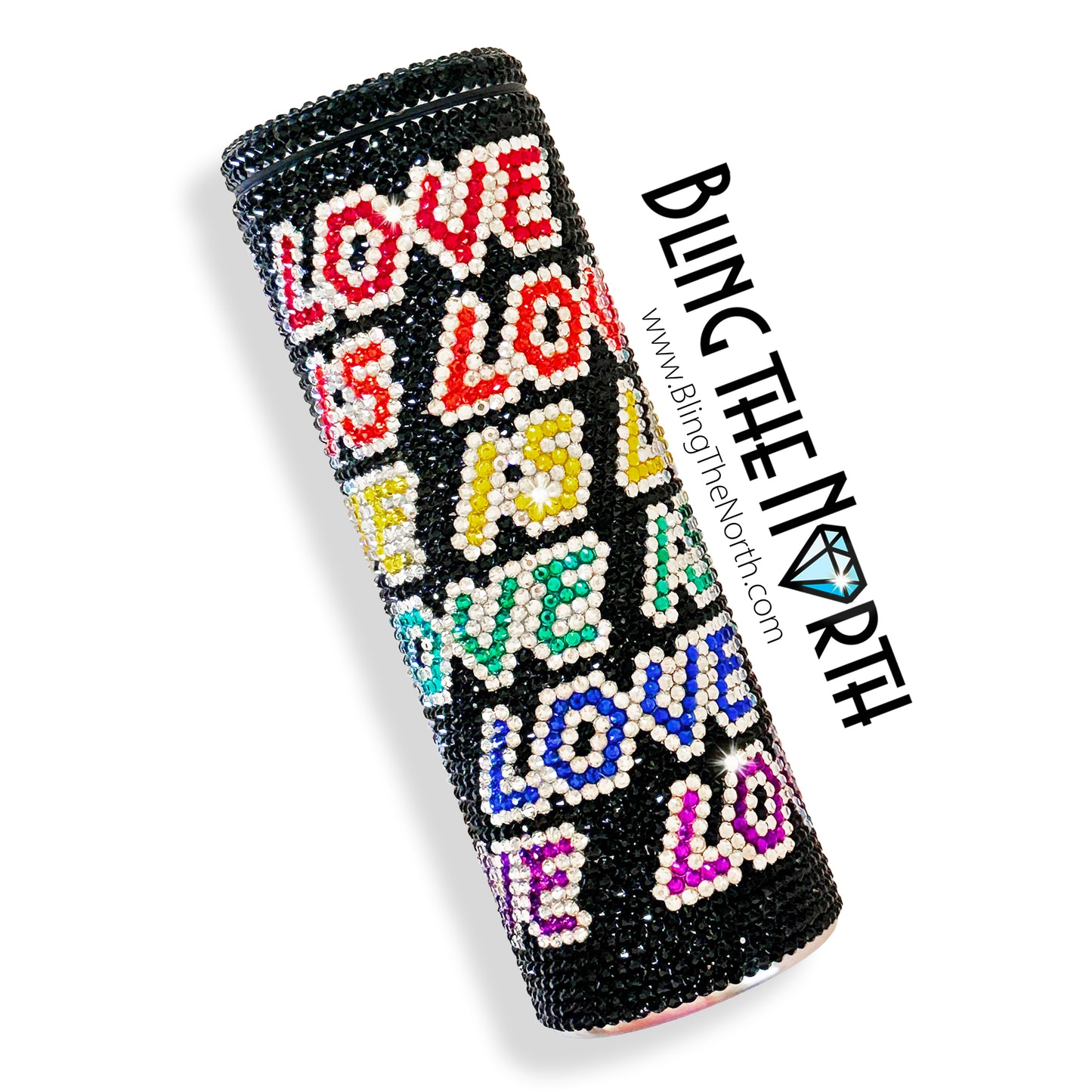 LOVE IS LOVE Dk Rhinestone Pattern Template | SS16 4mm - 20oz Skinny Straight Tumbler Design | PNG for Sublimation or Vinyl