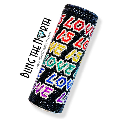 LOVE IS LOVE Dk Rhinestone Pattern Template | SS16 4mm - 20oz Skinny Straight Tumbler Design | PNG for Sublimation or Vinyl