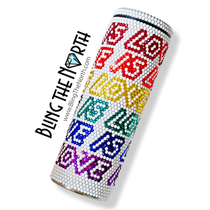 LOVE IS LOVE Lt Rhinestone Pattern Template | SS16 4mm - 24oz Plump Straight Tumbler Design | PNG for Sublimation or Vinyl