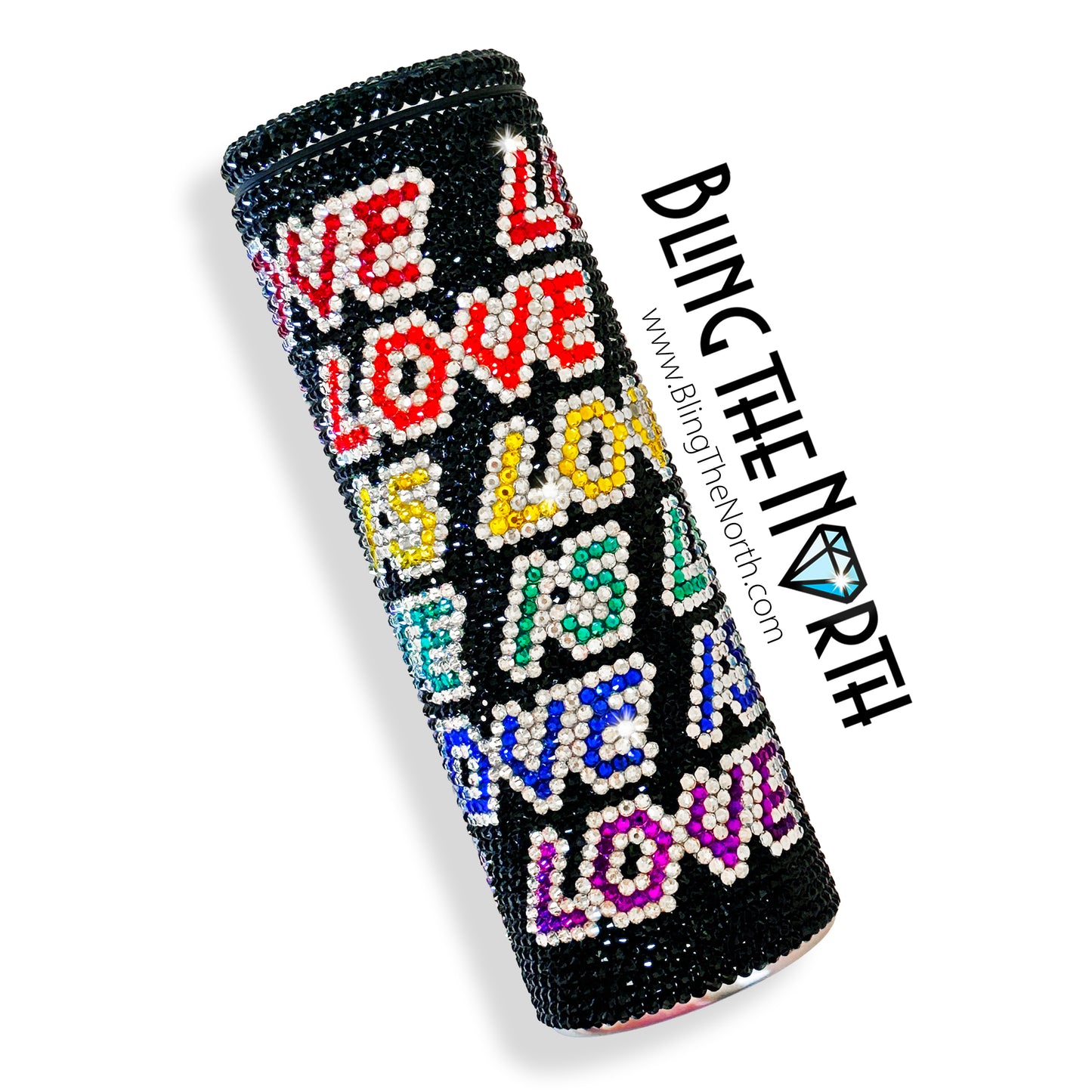 LOVE IS LOVE Dk Rhinestone Pattern Template | SS16 4mm - 20oz Skinny Straight Tumbler Design | PNG for Sublimation or Vinyl