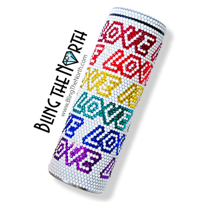 LOVE IS LOVE Lt Rhinestone Pattern Template | SS16 4mm - 20oz Skinny Straight Tumbler Design | PNG for Sublimation or Vinyl