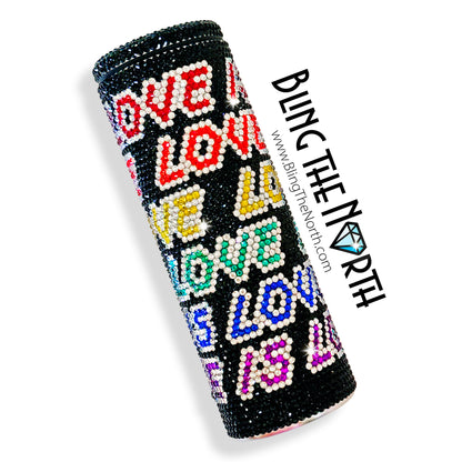 LOVE IS LOVE Dk Rhinestone Pattern Template | SS16 4mm - 24oz Plump Straight Tumbler Design | PNG for Sublimation or Vinyl