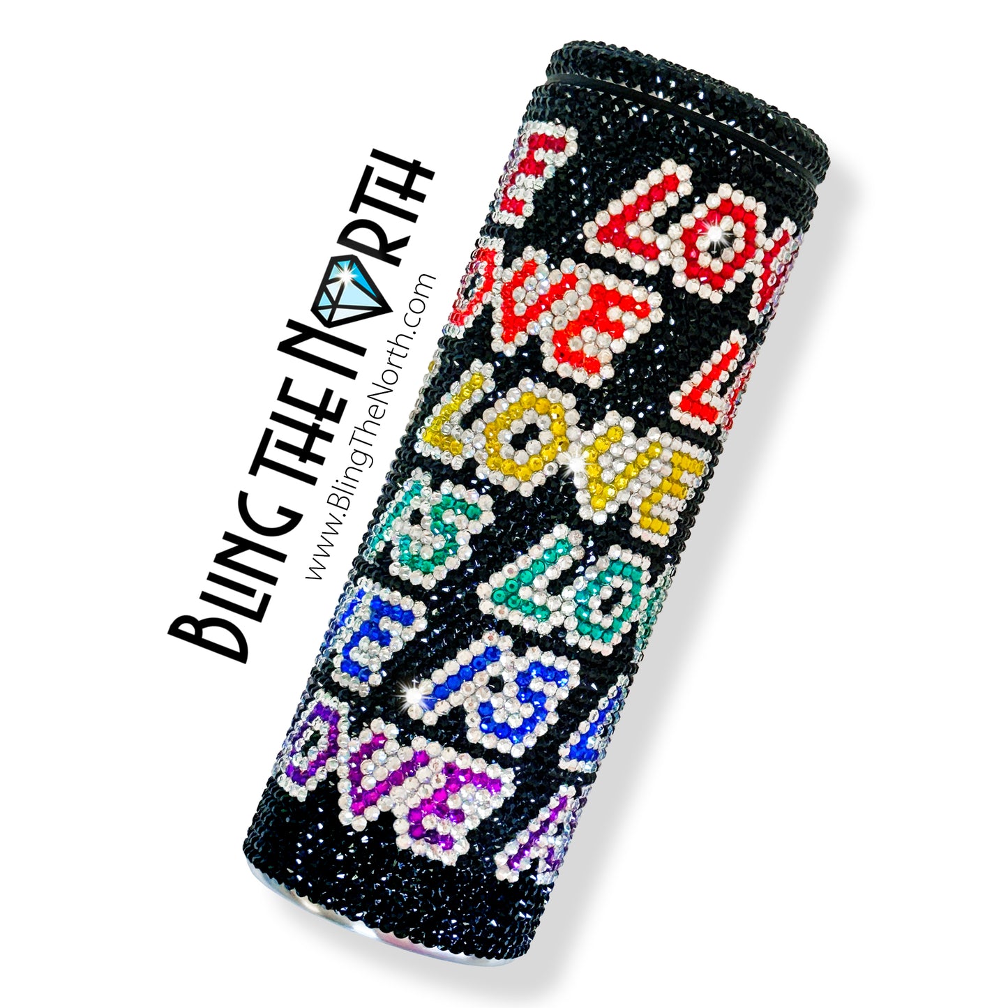 LOVE IS LOVE Dk Rhinestone Pattern Template | SS16 4mm - 20oz Skinny Straight Tumbler Design | PNG for Sublimation or Vinyl