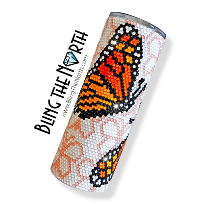 MONARCH BUTTERFLIES Rhinestone Pattern Template | SS16 4mm - 30oz Skinny Straight Tumbler Design | PNG for Sublimation or Vinyl