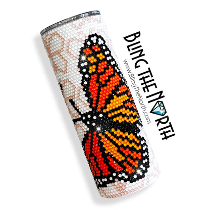 MONARCH BUTTERFLIES Rhinestone Pattern Template | SS16 4mm - 32oz Plump Straight Tumbler Design | PNG for Sublimation or Vinyl