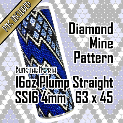 DIAMOND MINE Rhinestone Pattern Template | SS16 4mm - 16oz Plump Tumbler Design | PNG for Sublimation or Vinyl