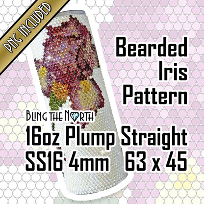 BEARDED IRIS Rhinestone Pattern Template | SS16 4mm - 16oz Plump Straight Tumbler Design | PNG for Sublimation or Vinyl