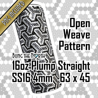 OPEN WEAVE Rhinestone Pattern Template | SS16 4mm - 16oz Plump Tumbler Design | PNG for Sublimation or Vinyl