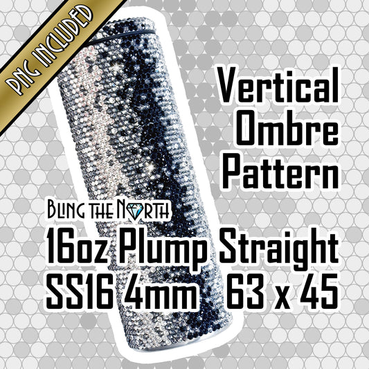 VERTICAL OMBRE Rhinestone Pattern Template | SS16 4mm - 16oz Plump Tumbler Design | PNG for Sublimation or Vinyl