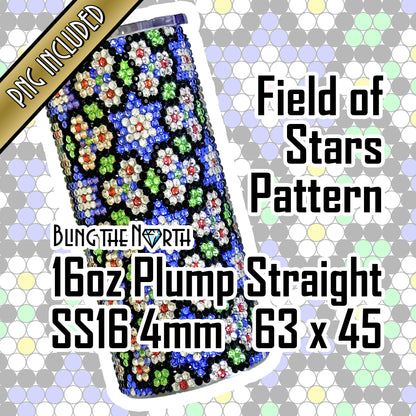 FIELD OF STARS Rhinestone Pattern Template | SS16 4mm - 16oz Plump Tumbler Design | PNG for Sublimation or Vinyl