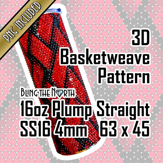 3D BASKETWEAVE Rhinestone Pattern Template | SS16 4mm - 16oz Plump Straight Tumbler Design | PNG for Sublimation or Vinyl