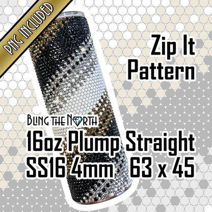 ZIP IT Rhinestone Pattern Template | SS16 4mm - 16oz Plump Straight Tumbler Design | PNG for Sublimation or Vinyl