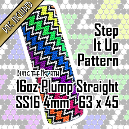 STEP IT UP Rhinestone Pattern Template | SS16 4mm - 16oz Plump Tumbler Design | PNG for Sublimation or Vinyl