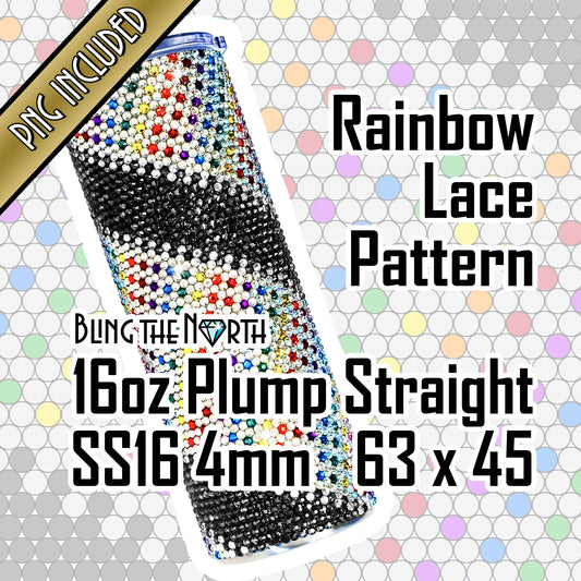 RAINBOW LACE Rhinestone Pattern Template | SS16 4mm - 16oz Plump Straight Tumbler Design | PNG for Sublimation or Vinyl