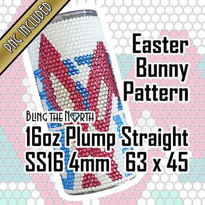 EASTER BUNNY Rhinestone Pattern Template | SS16 4mm - 16oz Plump Straight Tumbler Design | PNG for Sublimation or Vinyl