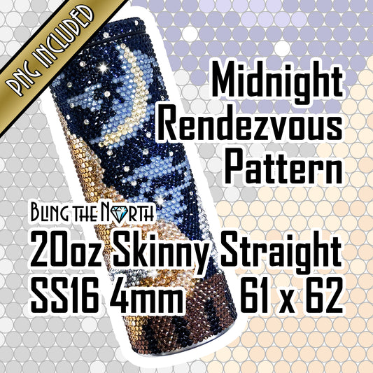 MIDNIGHT RENDEZVOUS Rhinestone Pattern Template | SS16 4mm - 20oz Skinny Straight Tumbler Design | PNG for Sublimation or Vinyl