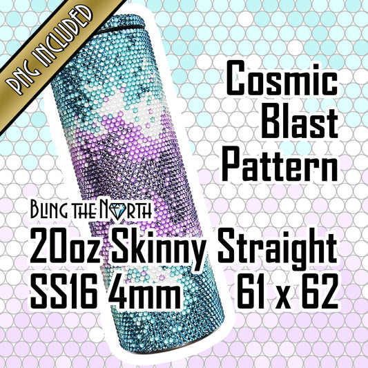 COSMIC BLAST - AQUA Rhinestone Pattern Template | SS16 4mm - 20oz Skinny Straight Tumbler Design | PNG for Sublimation or Vinyl